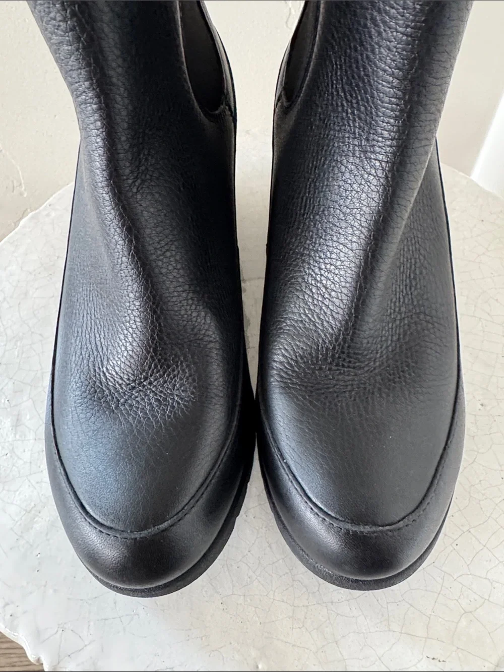 UGG ARLETA Black Leather Waterproof Wedge Chelsea Booties with Buckle Size 8.5